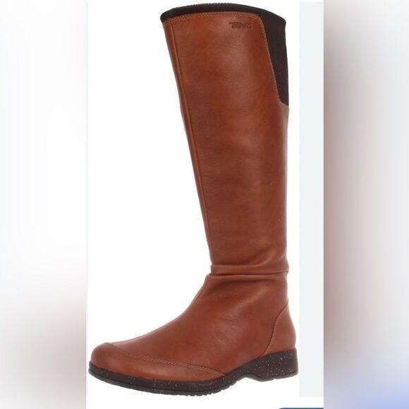 Teva Afton Leather Tall Boots Brown Size 6 - Picture 3 of 17